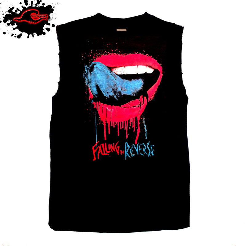 Falling In Reverse - Original Lips Design - Frayed-Cut Modified Singlet