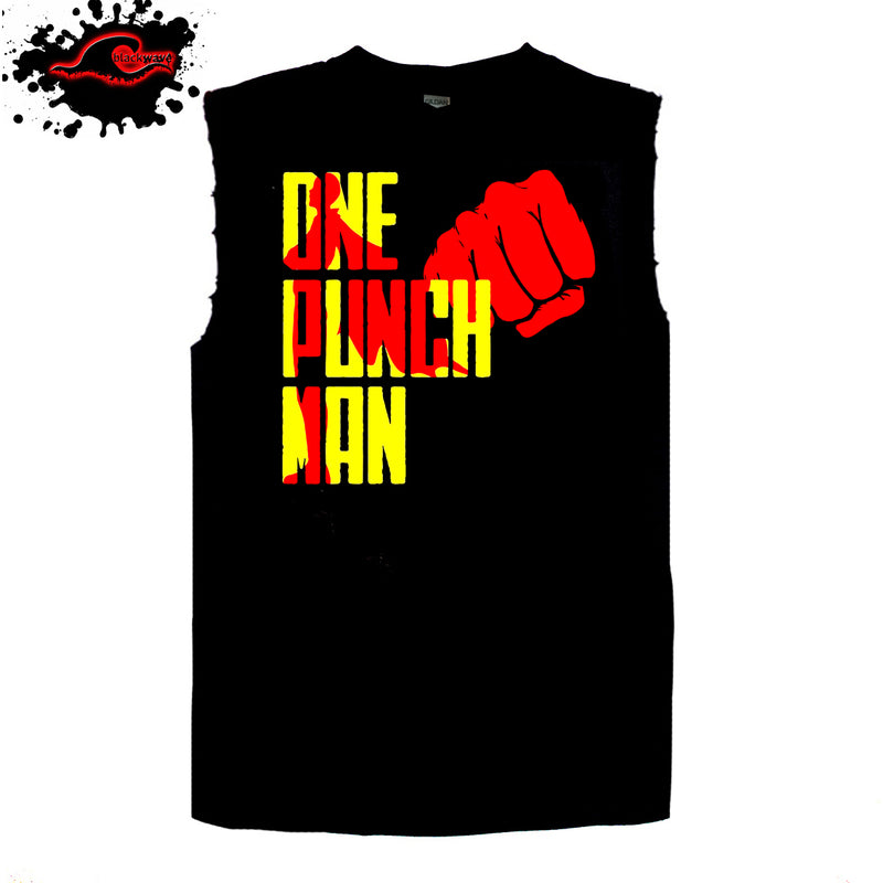 One Punch Man - Silhouette - Anime & T.V Show - Frayed-Cut Modified Singlet