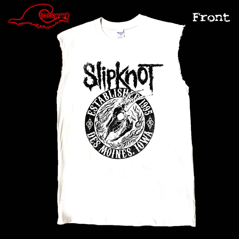 Slipknot - Established 1995 - White Frayed-Cut Modified Singlet