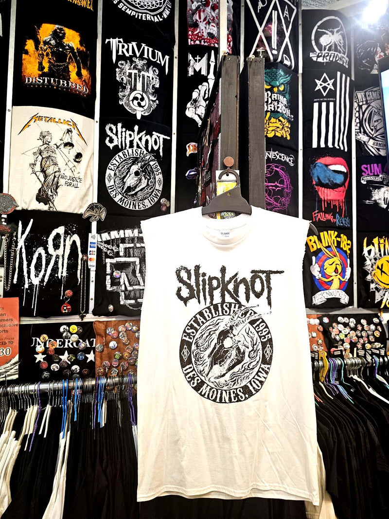 Slipknot - Established 1995 - White Frayed-Cut Modified Singlet